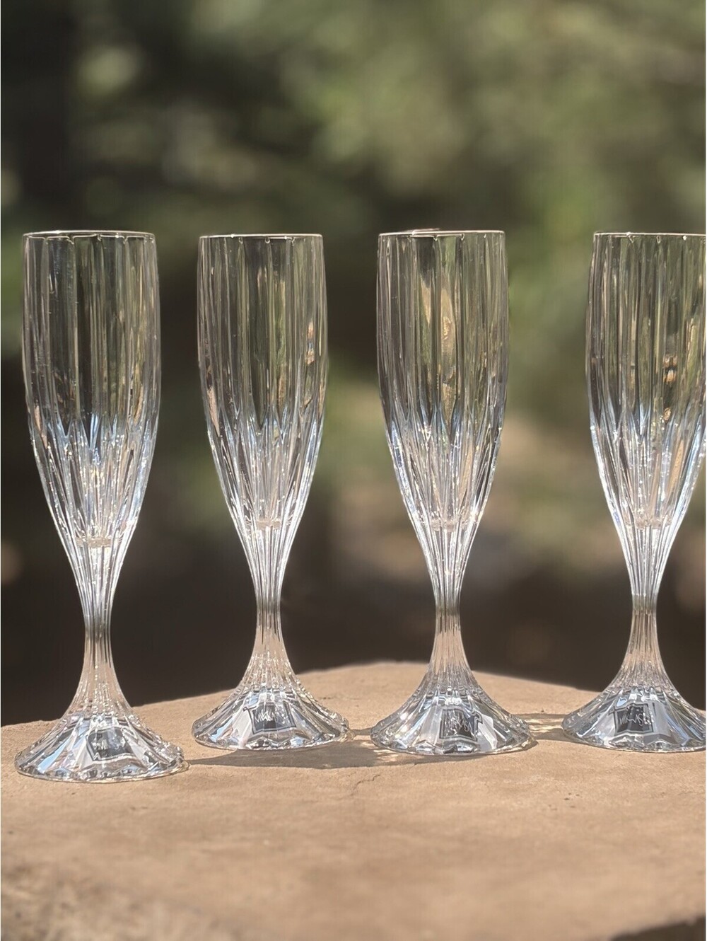 Mikasa Park Lane Crystal 8 5/8" Champagne Flute Glasses Set of 4 With Stickers